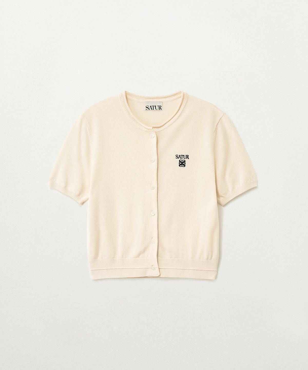 세터(SATUR) (W) 파인 하프 크루넥 가디건 크림