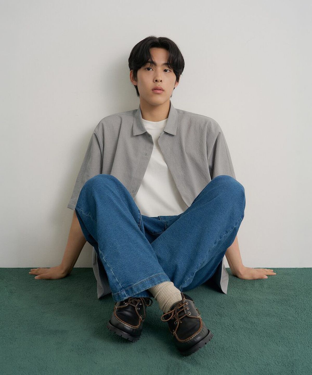 빈폴 멘(BEANPOLE MEN) 젠틀테크 아우터형 반소매 셔츠  라이트 그레이