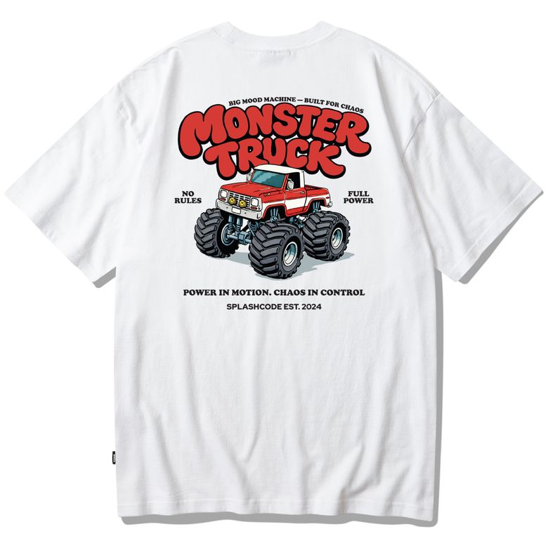 반팔 티셔츠 화이트 - 몬스터 트럭(Monster Truck)