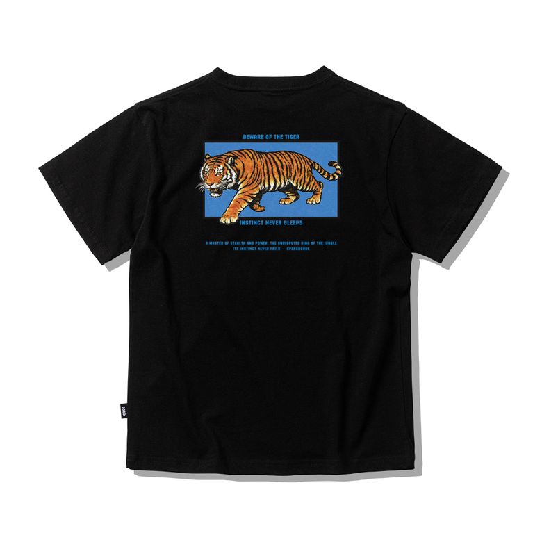 키즈 반팔 티셔츠 블랙 - 타이거(Beware Of The Tiger)