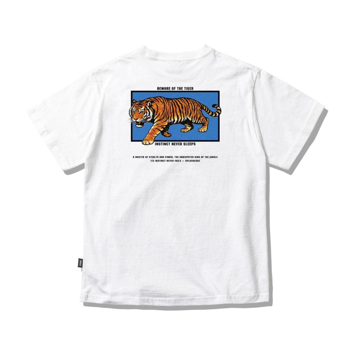 스플래시코드 키즈(SPLASHCODE KIDS) 키즈 반팔 티셔츠 화이트 - 타이거(Beware Of The Tiger)
