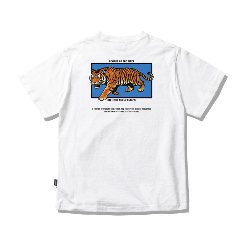 키즈 반팔 티셔츠 화이트 - 타이거(Beware Of The Tiger)