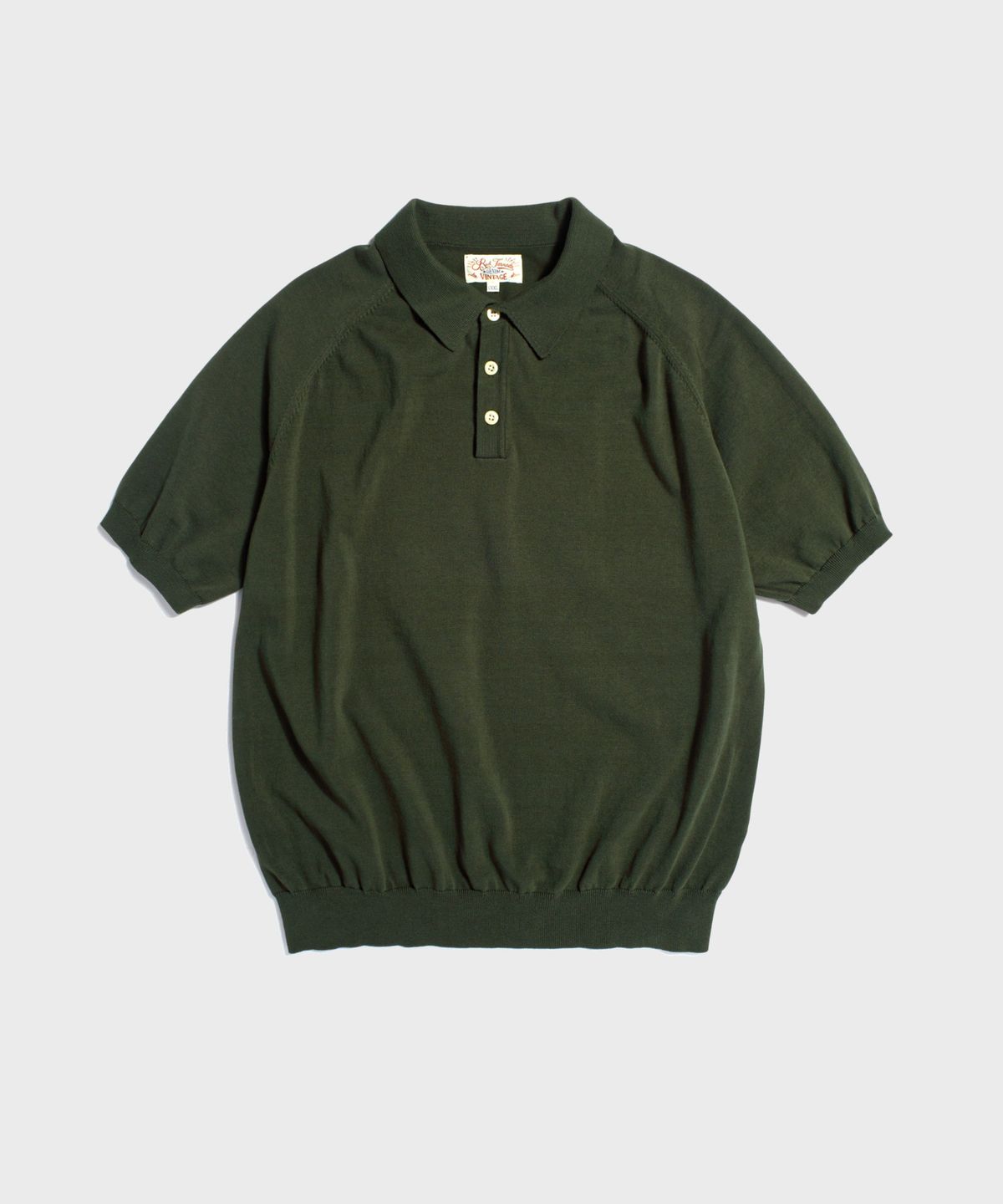 레드토네이도(RED TORNADO) Retro Knitted Polo Shirt Olive Green