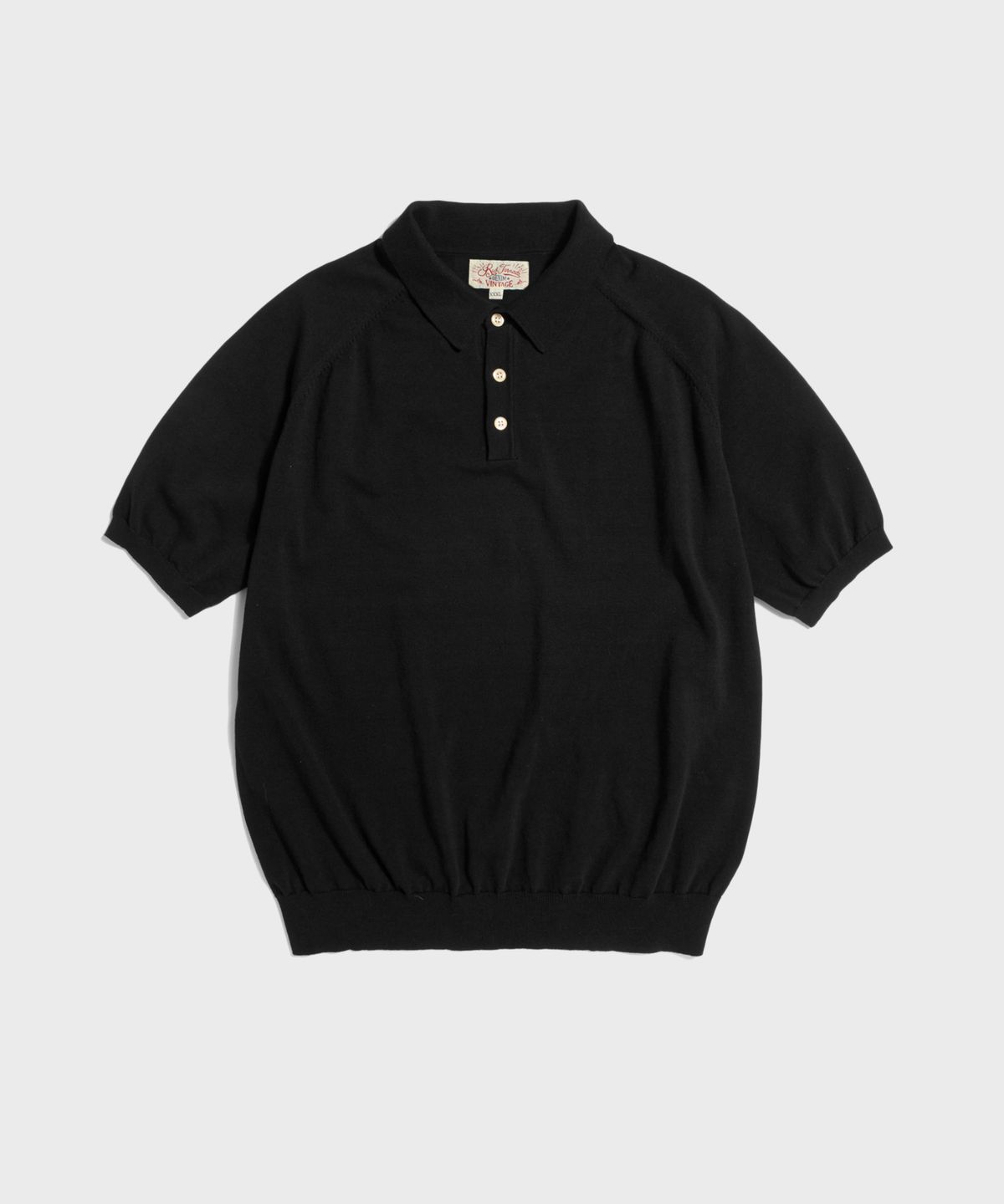 레드토네이도(RED TORNADO) Retro Knitted Polo Shirt Black