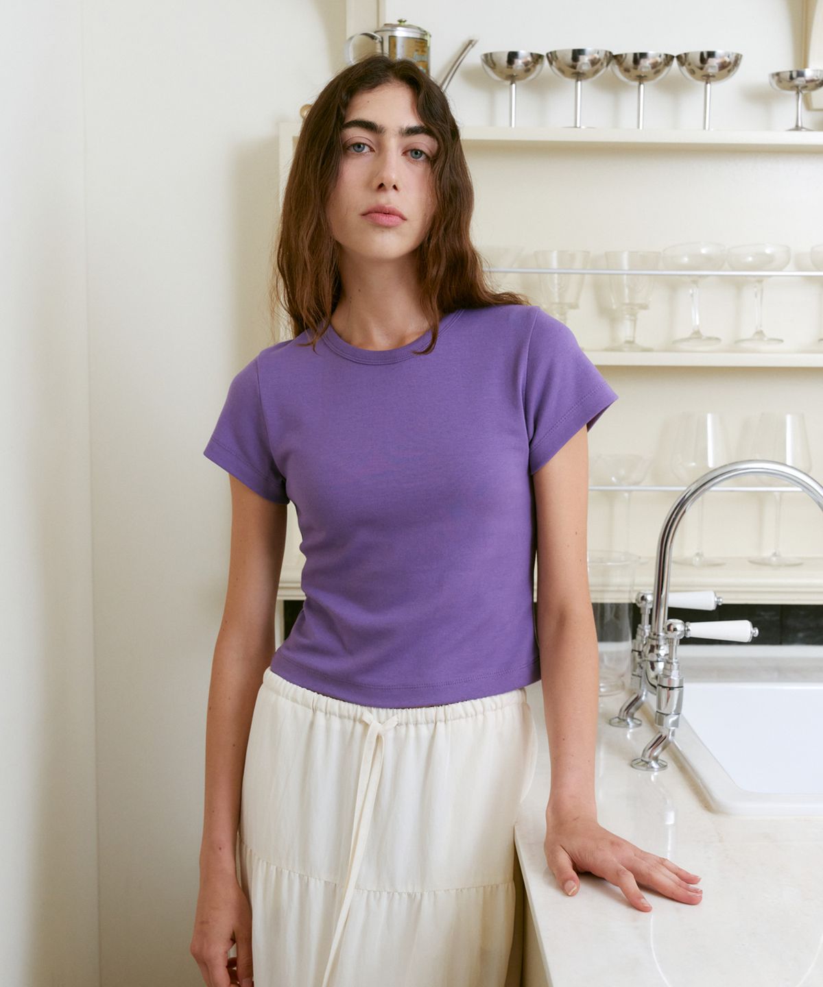 38컴온커먼(38COMEONCOMMON) Slim 90s T-Shirts (Purple)
