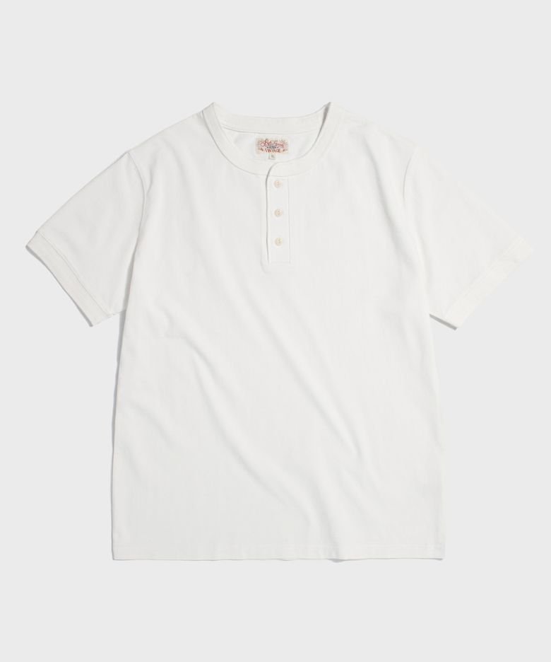Vintage Cotton Short Sleeve Henley Tee Ivory