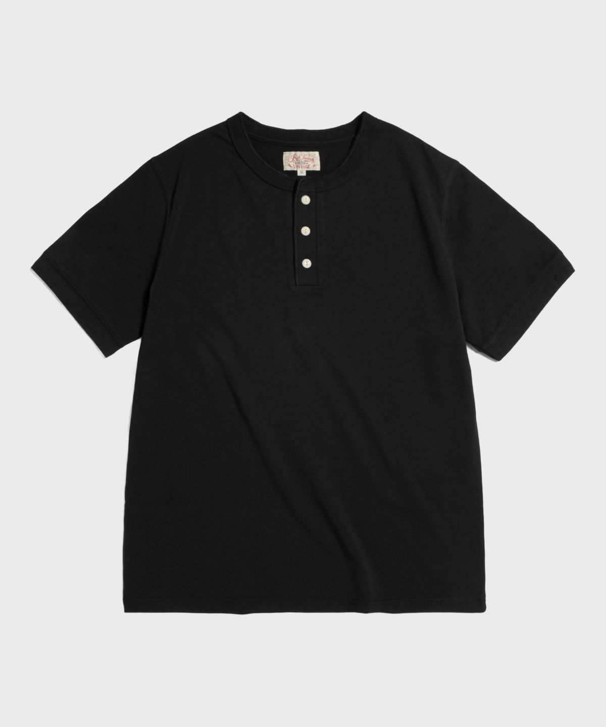 레드토네이도(RED TORNADO) Vintage Cotton Short Sleeve Henley Tee Black