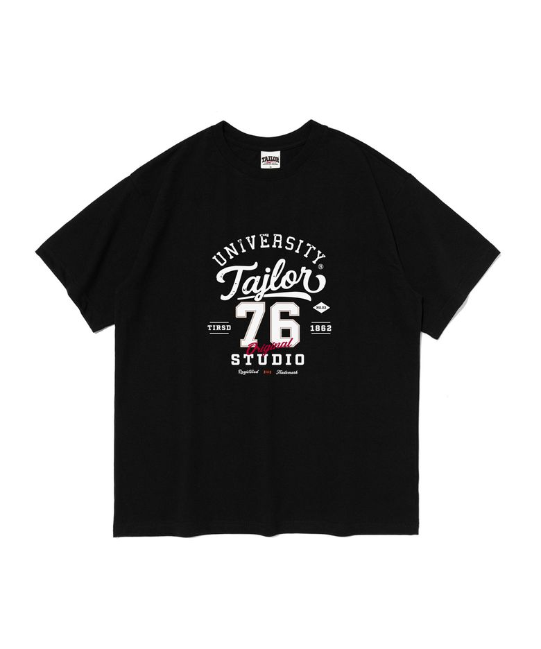 유니버시티 76 그래픽 오버핏 반팔티 (블랙)