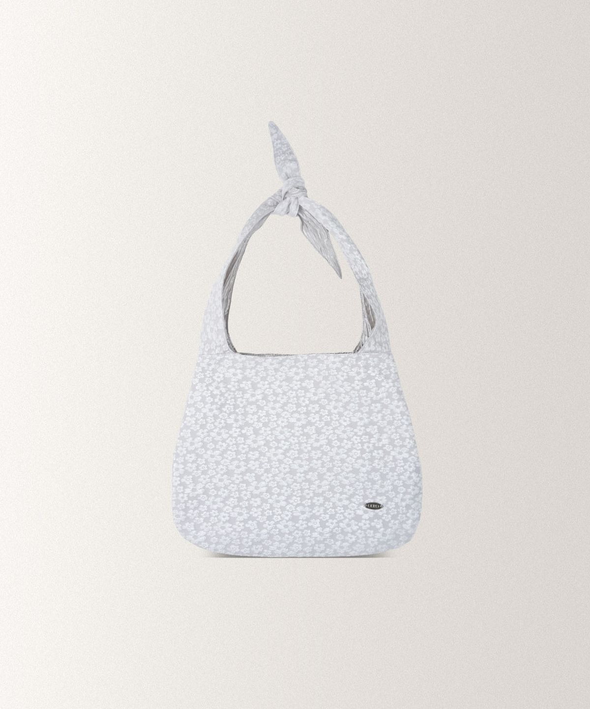 아우로(OURO) JAQUARD FLOWER TOTE BAG [ SILVER ]
