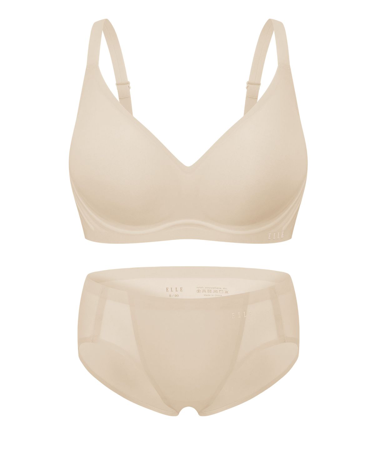 엘르이너웨어(ELLE INNERWEAR) [프리미엄][쿨 메쉬] 쉐딩 브라 팬티 세트 서포트핏  - 스킨
