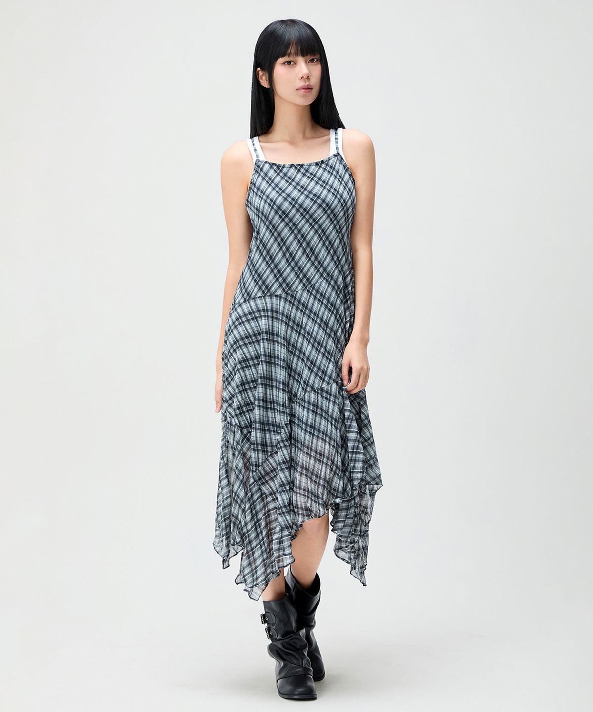미쏘(MIXXO) 체크 롱 원피스_MIWOWG59SS