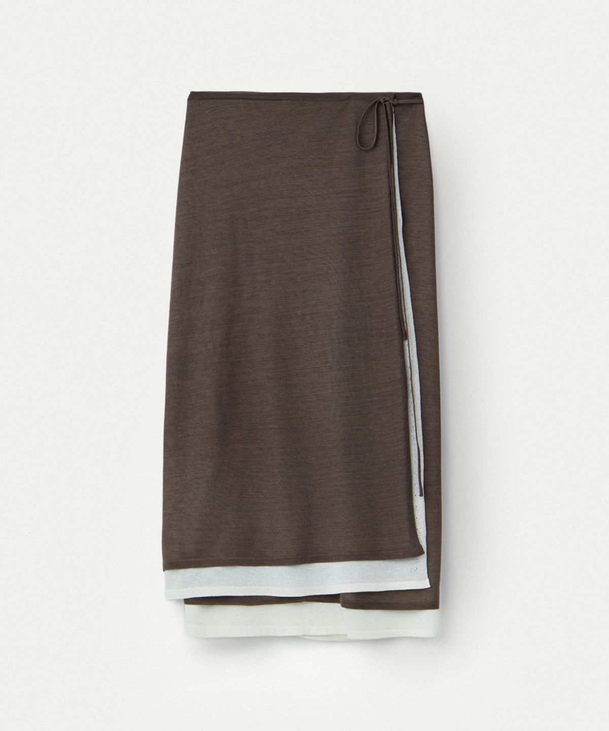 우마뭉(UMARMUNG) Fine Cotton Layered Wrap Skirt_Walnut