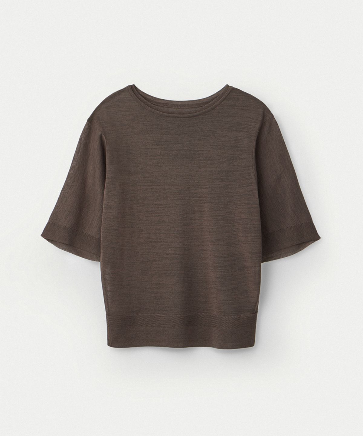 우마뭉(UMARMUNG) Fine Cotton Half Sleeve Pullover_Walnut