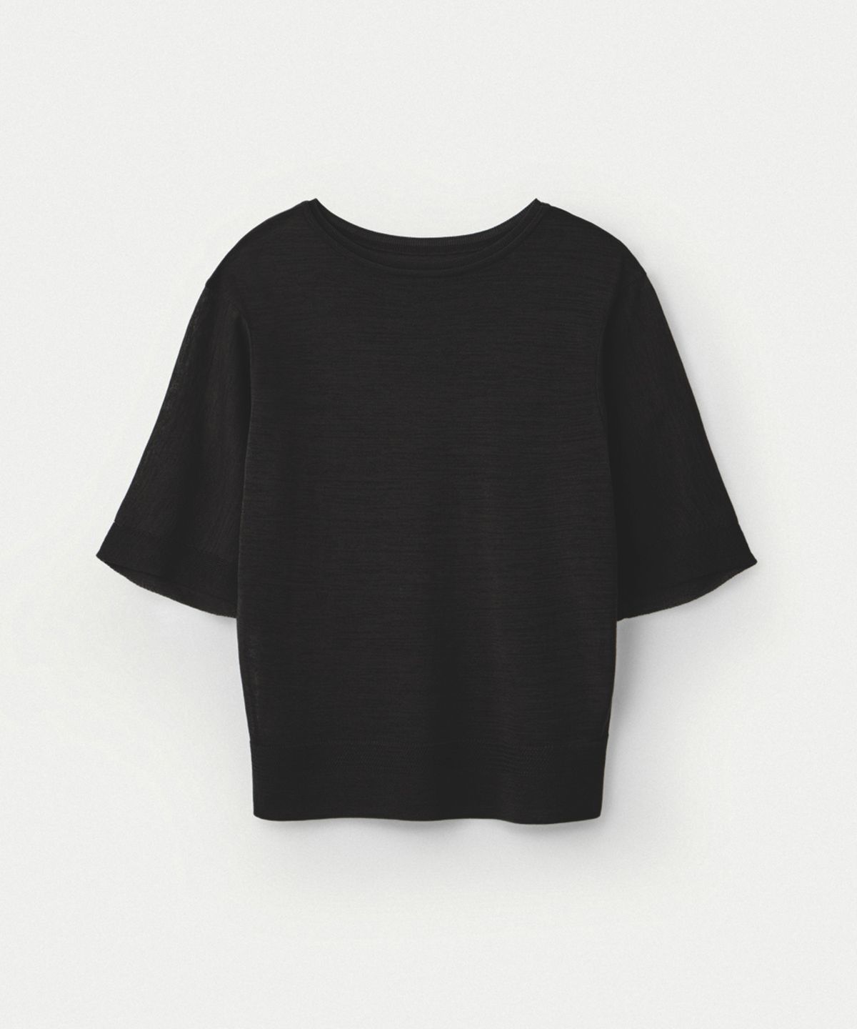 우마뭉(UMARMUNG) Fine Cotton Half Sleeve Pullover_Black
