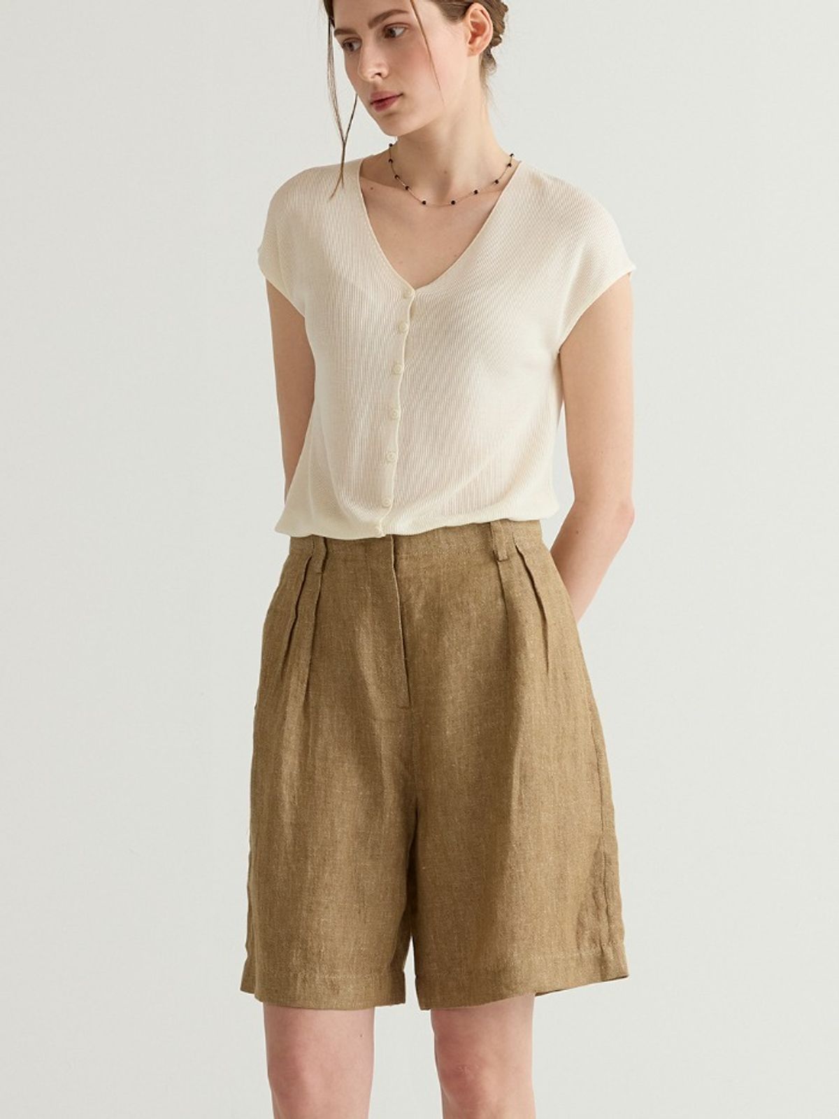 레이허(RAYHER) SAND LINEN TAILORED PANTS