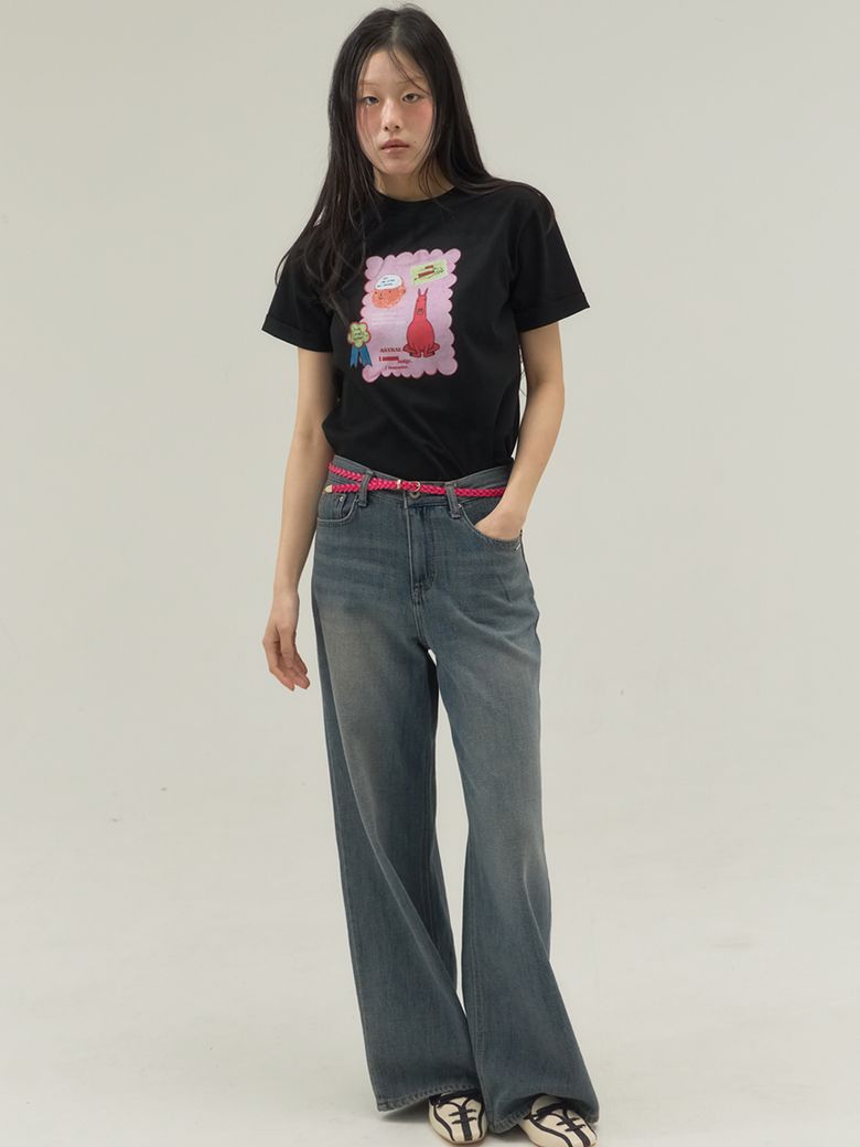 Small Room Exhibition Turn-Up Sleeve Tee_Black
