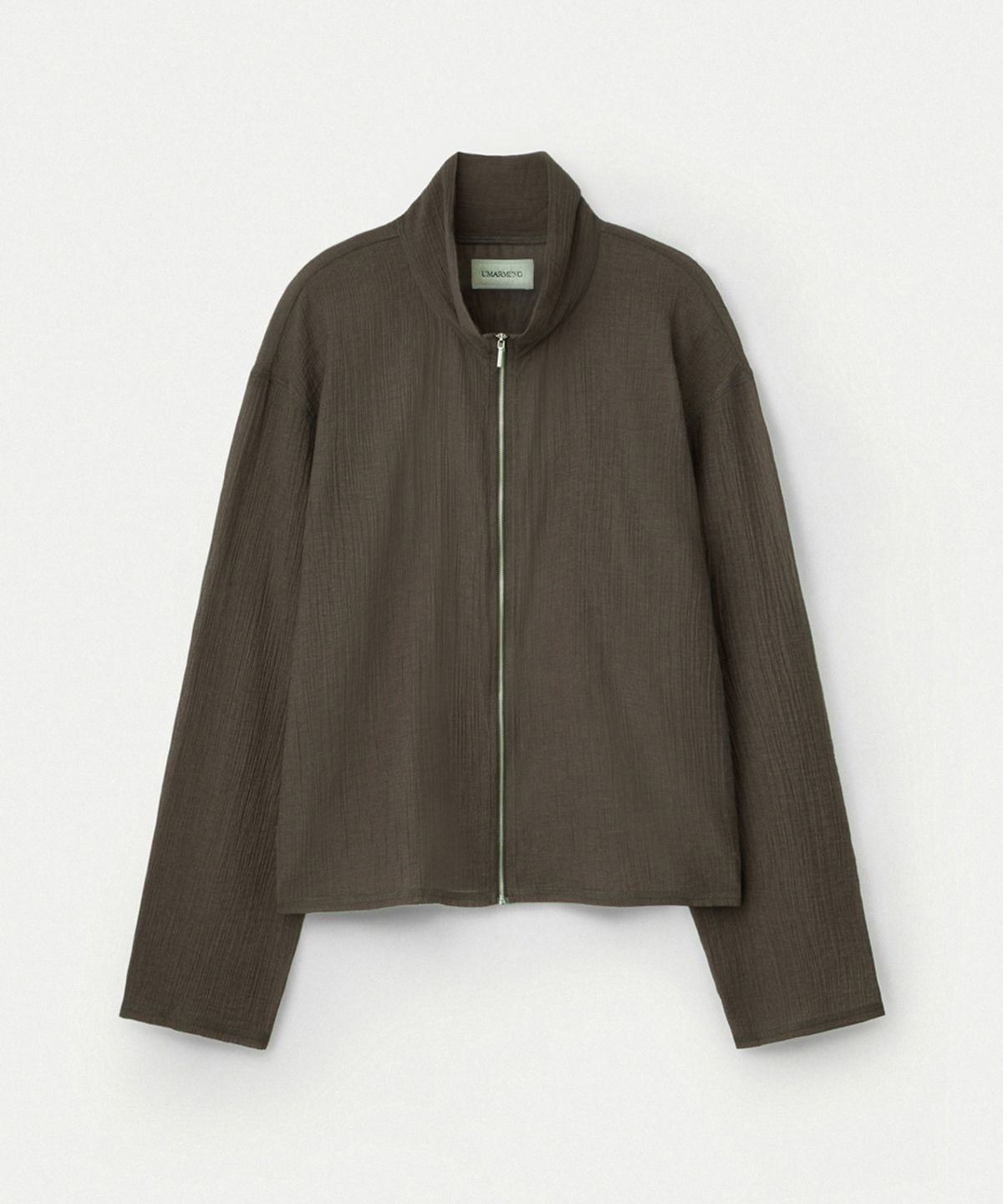 우마뭉(UMARMUNG) Crinkled Cotton Zipup Jacket_Brown