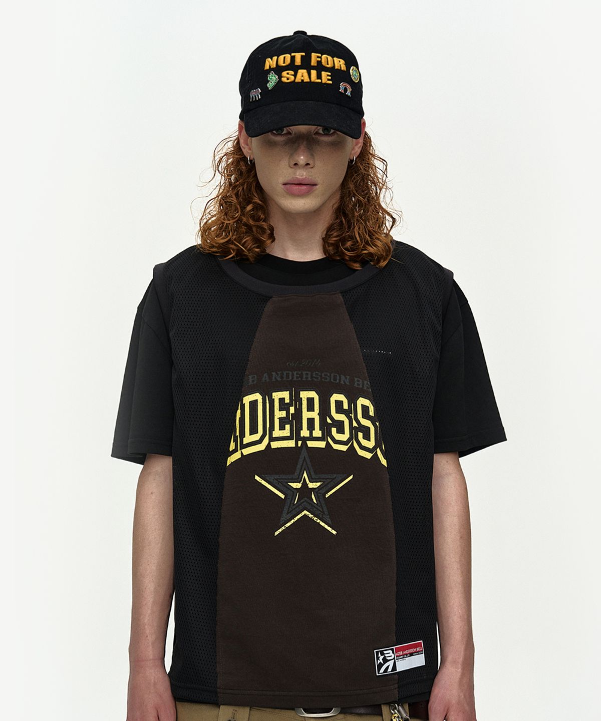 앤더슨벨(ADSB ANDERSSON BELL) BASKETBALL JERSEY LAYERED T-SHIRT atb1429m(BLACK/BROWN)