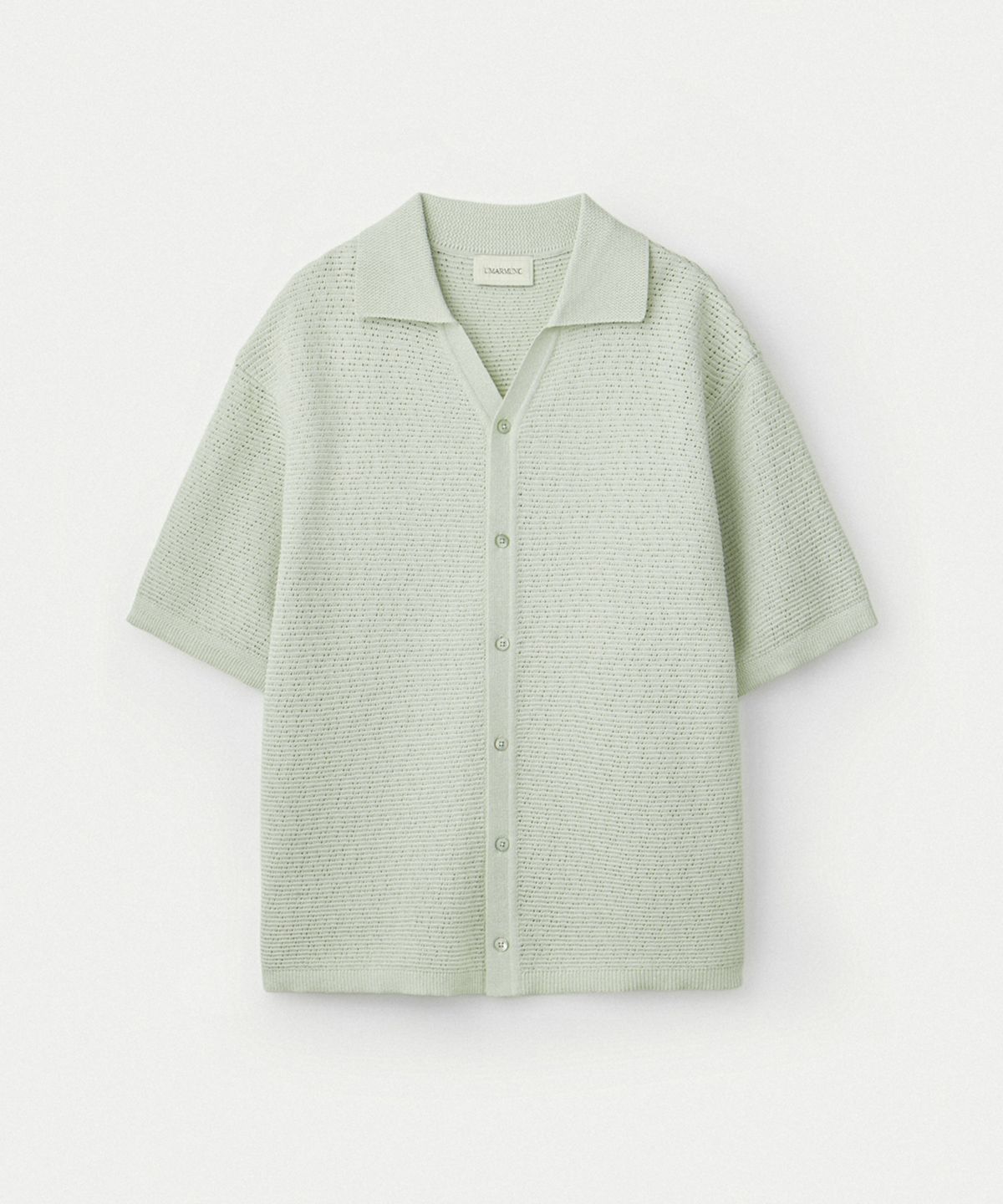 우마뭉(UMARMUNG) Cotton crochet half sleeve shirts_Green tea