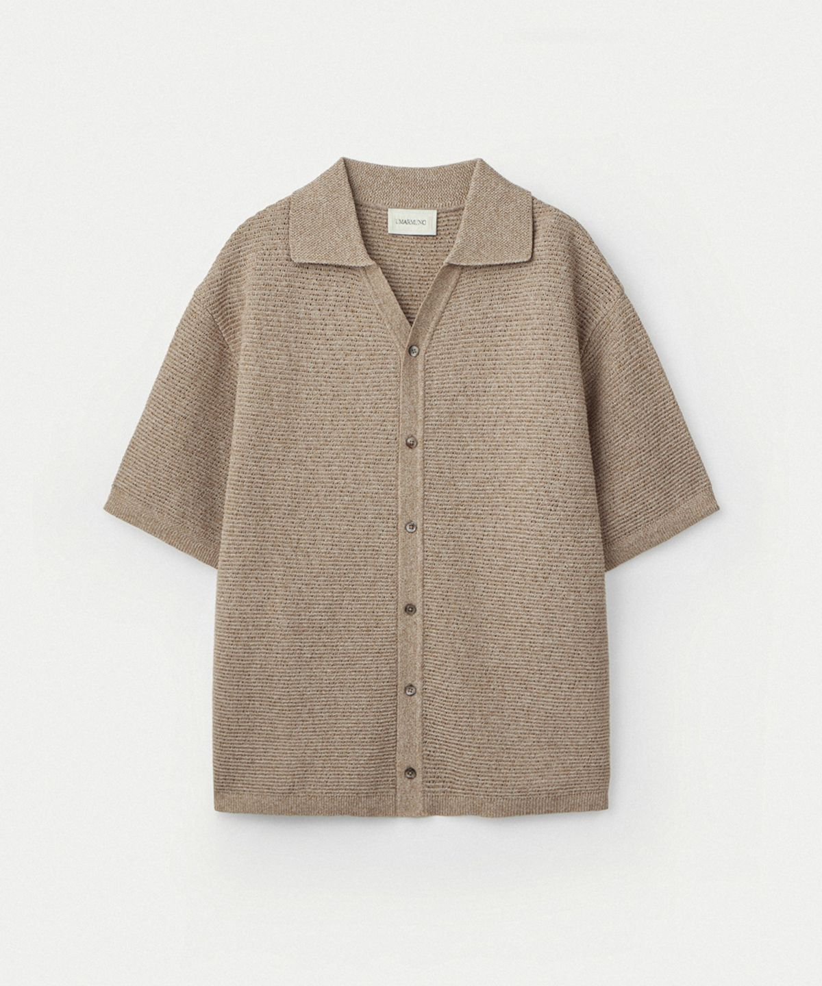 우마뭉(UMARMUNG) Cotton crochet half sleeve shirts_Oatmeal