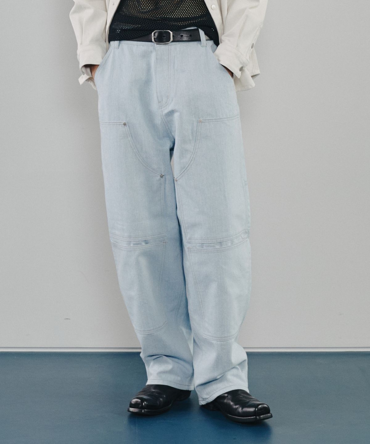 모덴아르더(MODEN ARDOR) 더블니 빅 포켓 데님 팬츠 (연청)