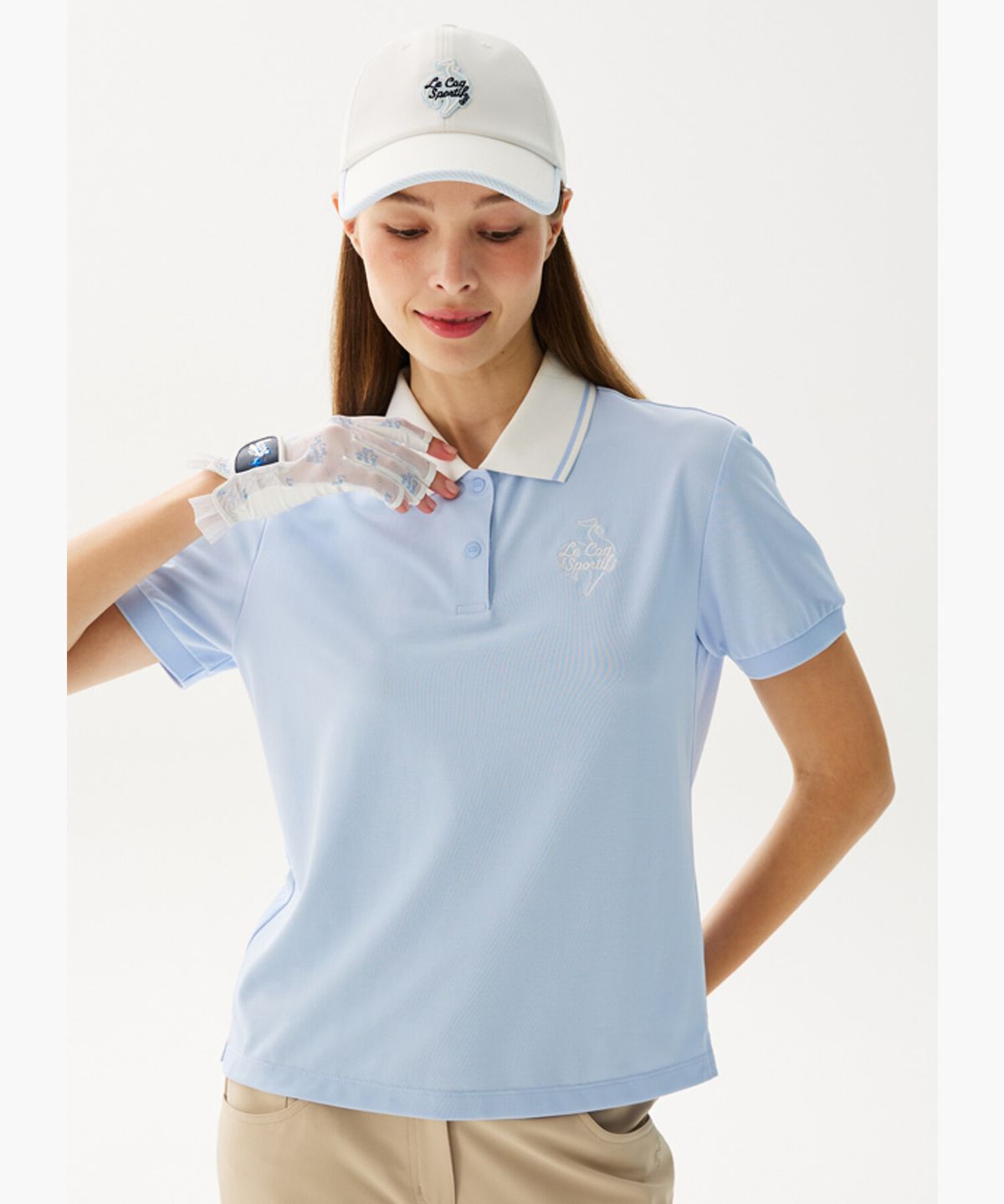 르꼬끄 골프(LECOQ GOLF) 여성 PQ 배색 카라 티셔츠  GR222LTS52