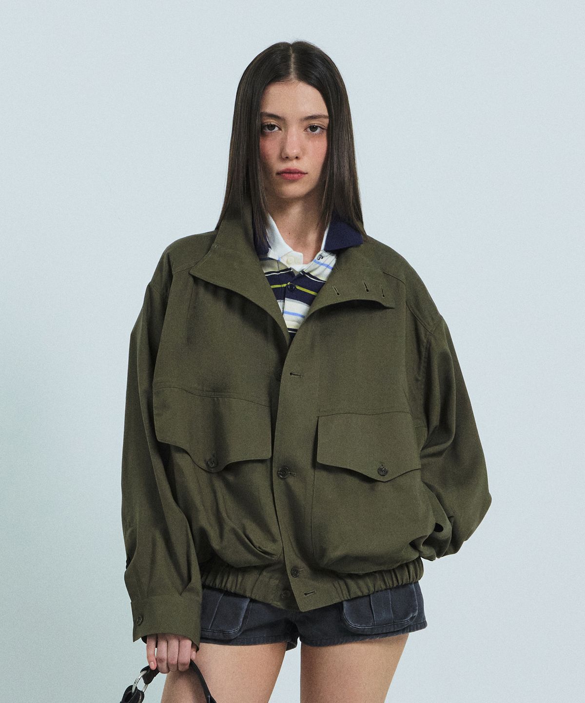 그로브(GROVE) HENNA HIGH NECK JACKET (KHAKI)