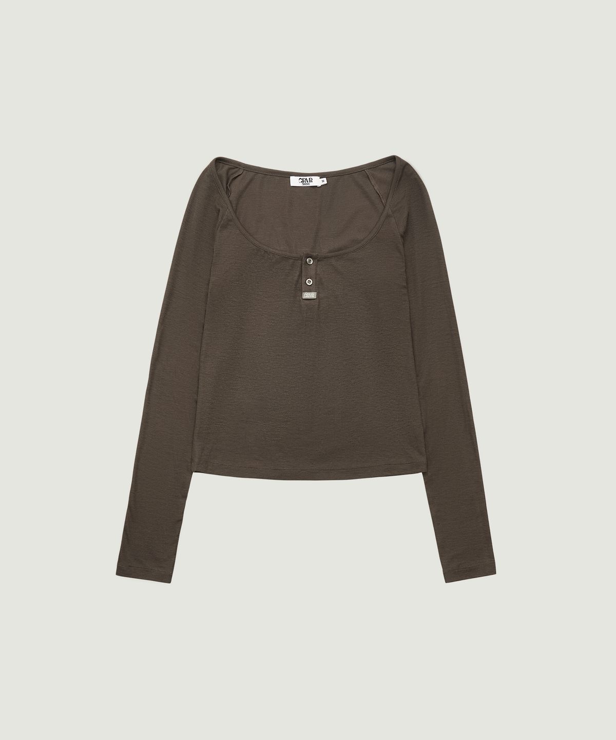 그로브(GROVE) LIV HENRY NECK T-SHIRT (BROWN)