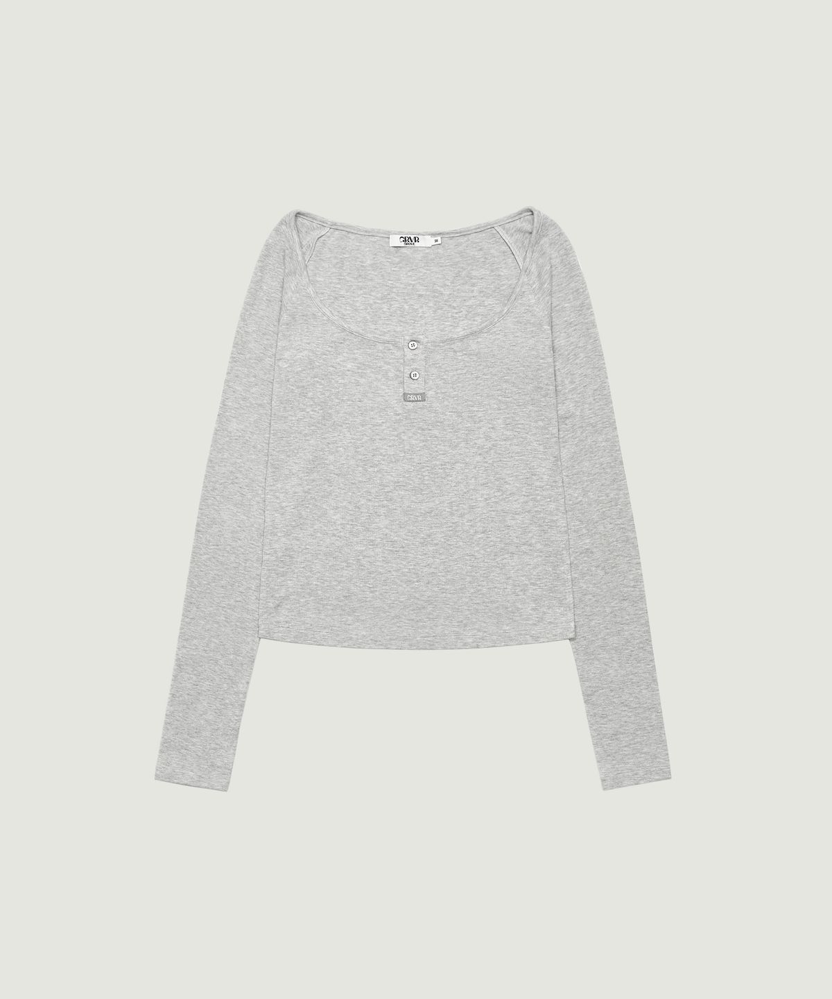 그로브(GROVE) LIV HENRY NECK T-SHIRT (MELANGE GRAY)