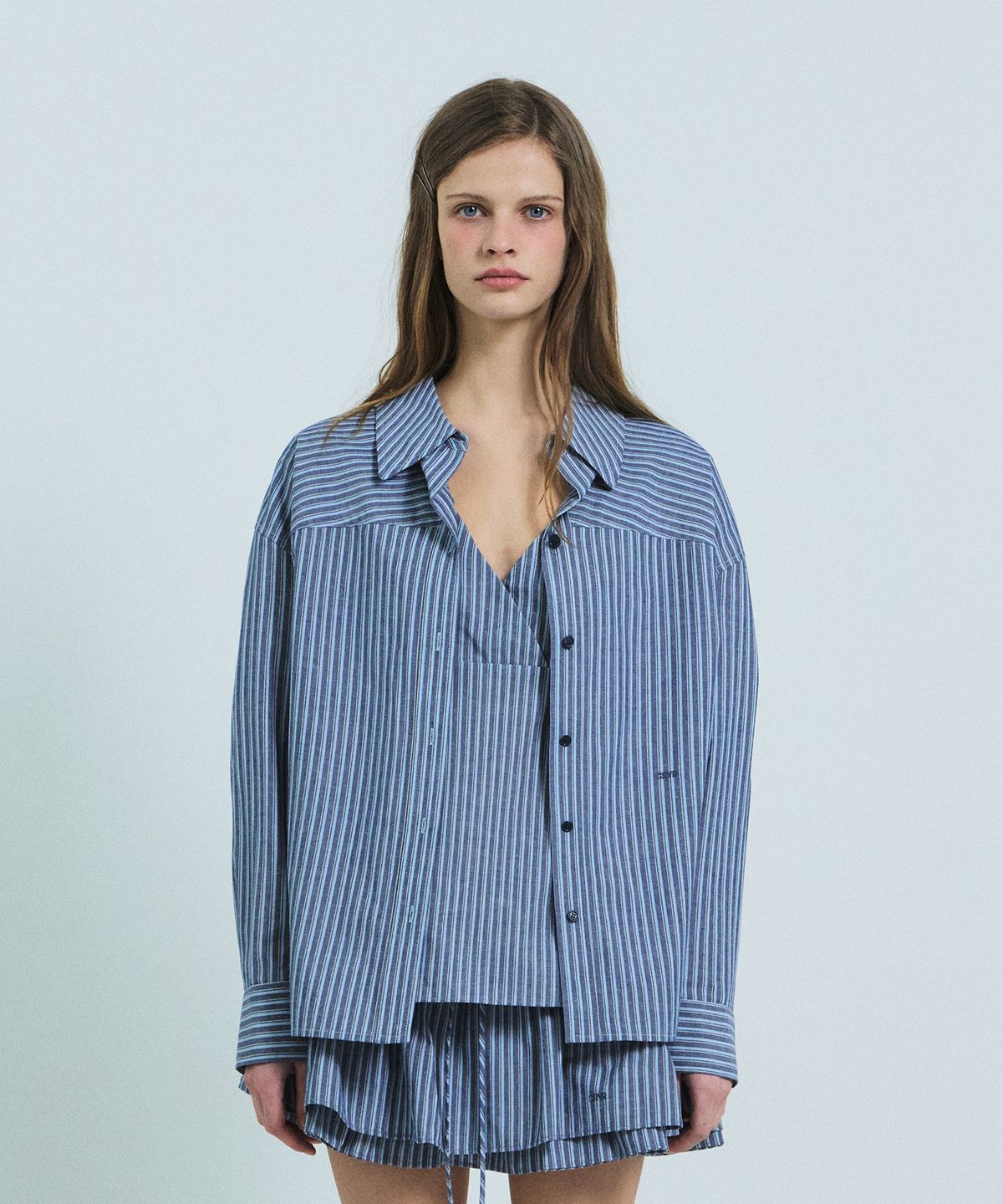 그로브(GROVE) LANI STRIPE SHIRT (NAVY)