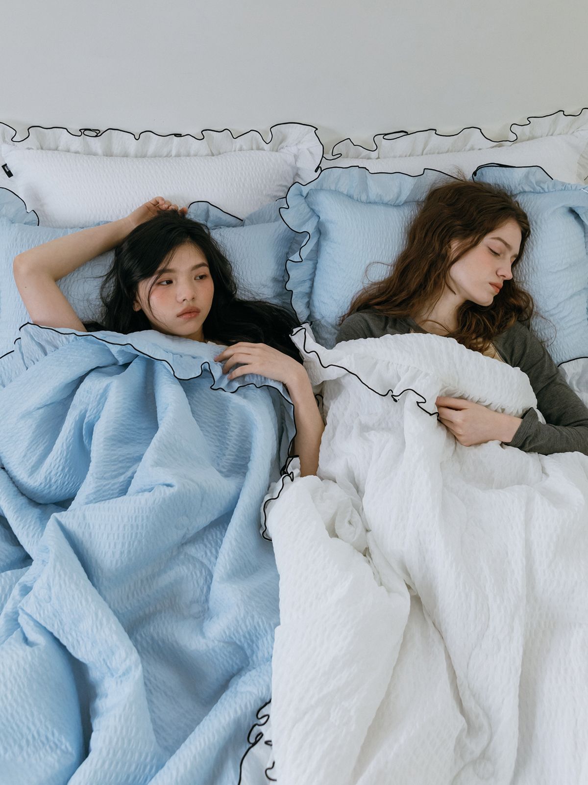 도르모르(DORMOR) 시원한 여름이불 시어서커 프릴 차렵이불 3colors