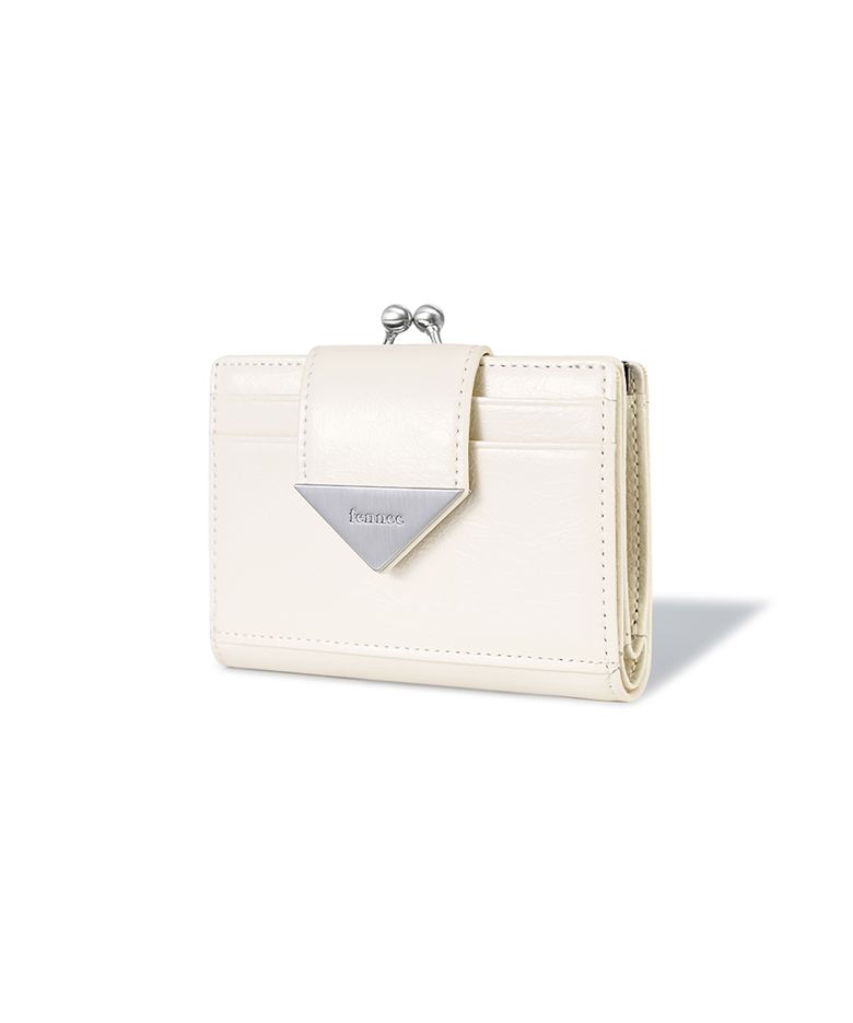 CRINKLE TRIANGLE FRAME BRIDGE WALLET - VANILLA