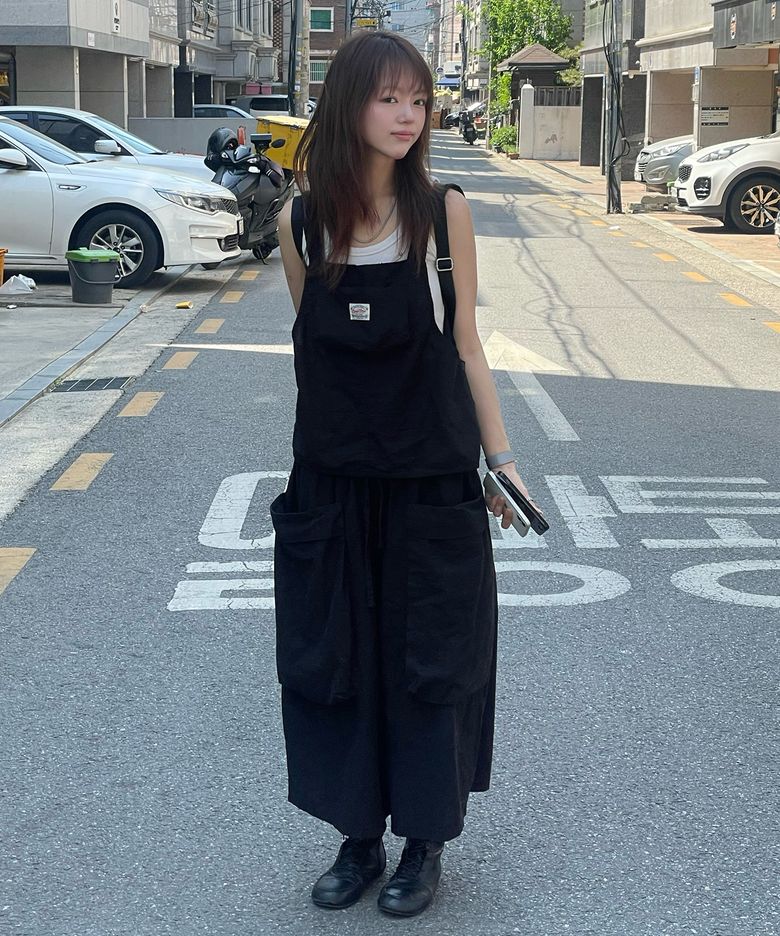 아웃 포켓 아메카지 점프수트 투피스 오버롤 셋업 (블랙)