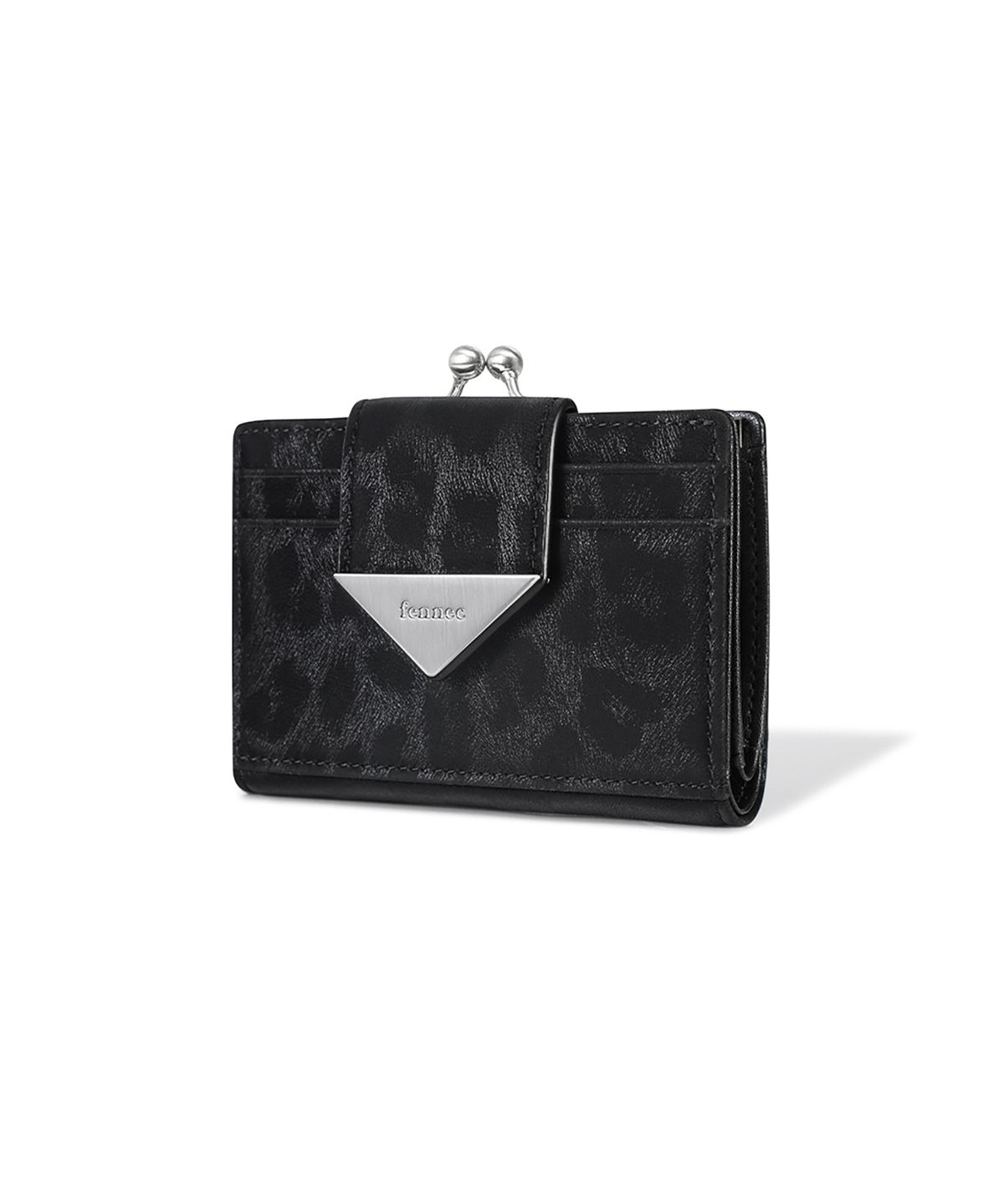 페넥(FENNEC) TRIANGLE FRAME BRIDGE WALLET - LEOPARD BLACK