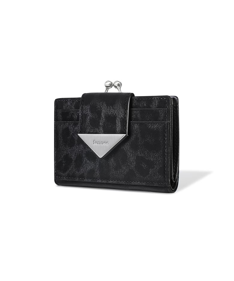 TRIANGLE FRAME BRIDGE WALLET - LEOPARD BLACK