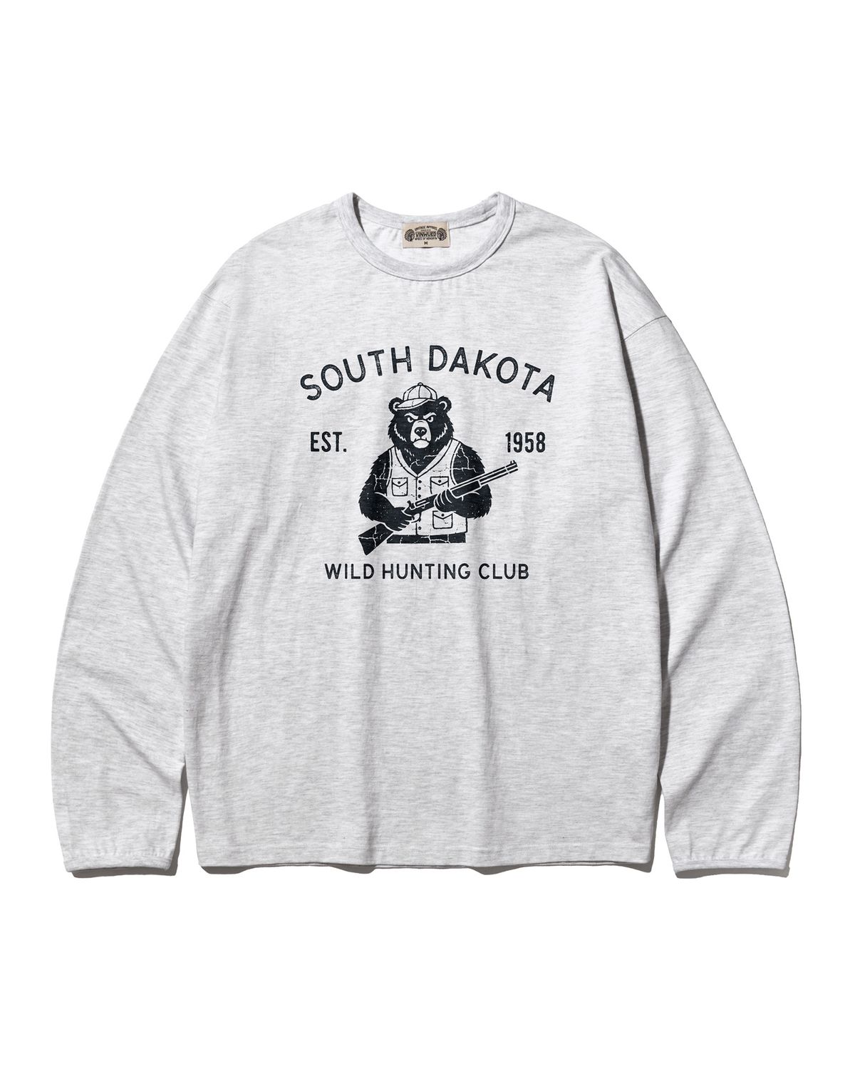 빈웨드(VINWUED) South Dakota Wild Hunting Club 사우스 다코타 와일드 헌팅 클럽 빈티지 백멜란지 세미오버 롱슬리브