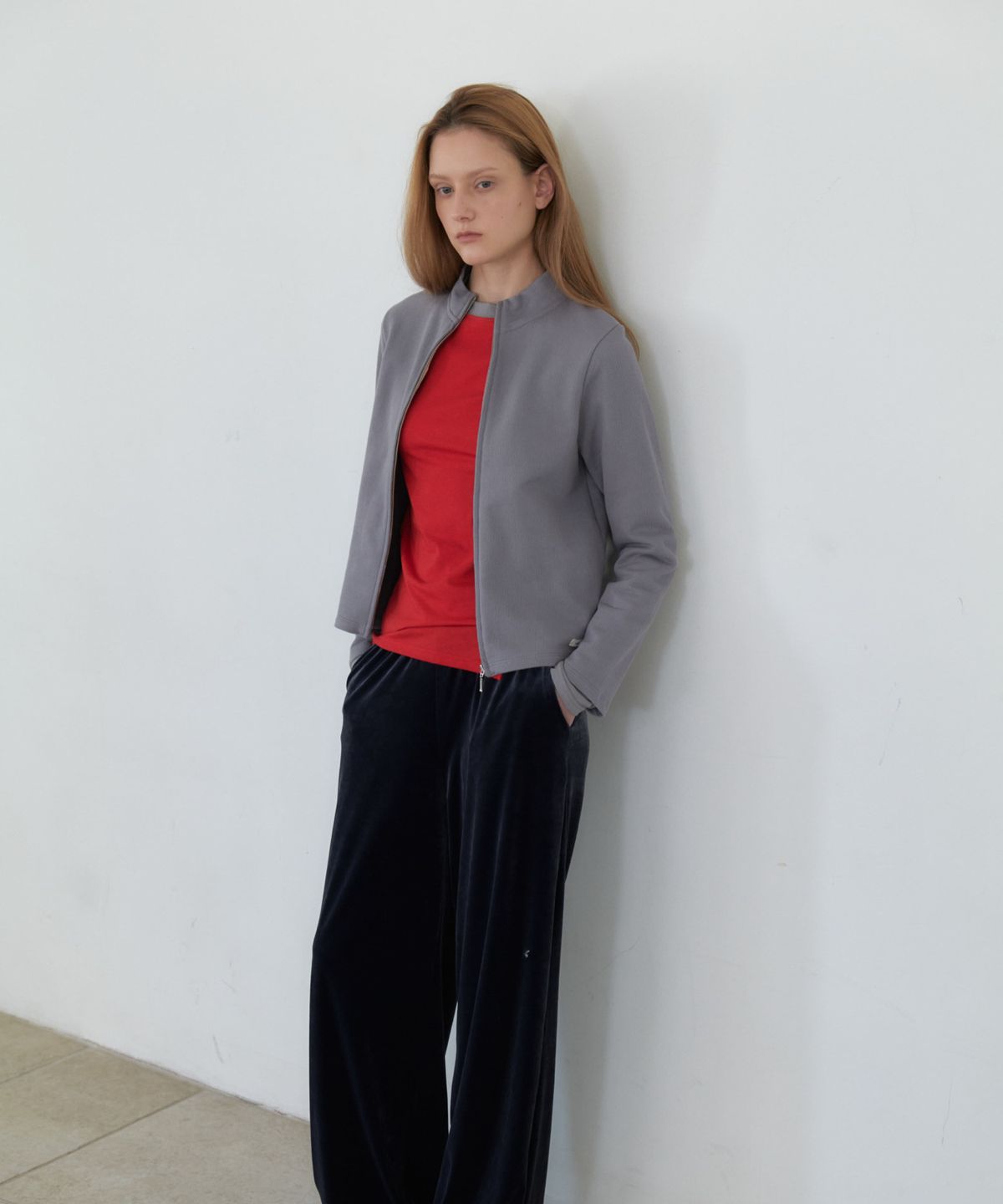 앤테(AENTE) Plain Zip-Up - Blue Gray