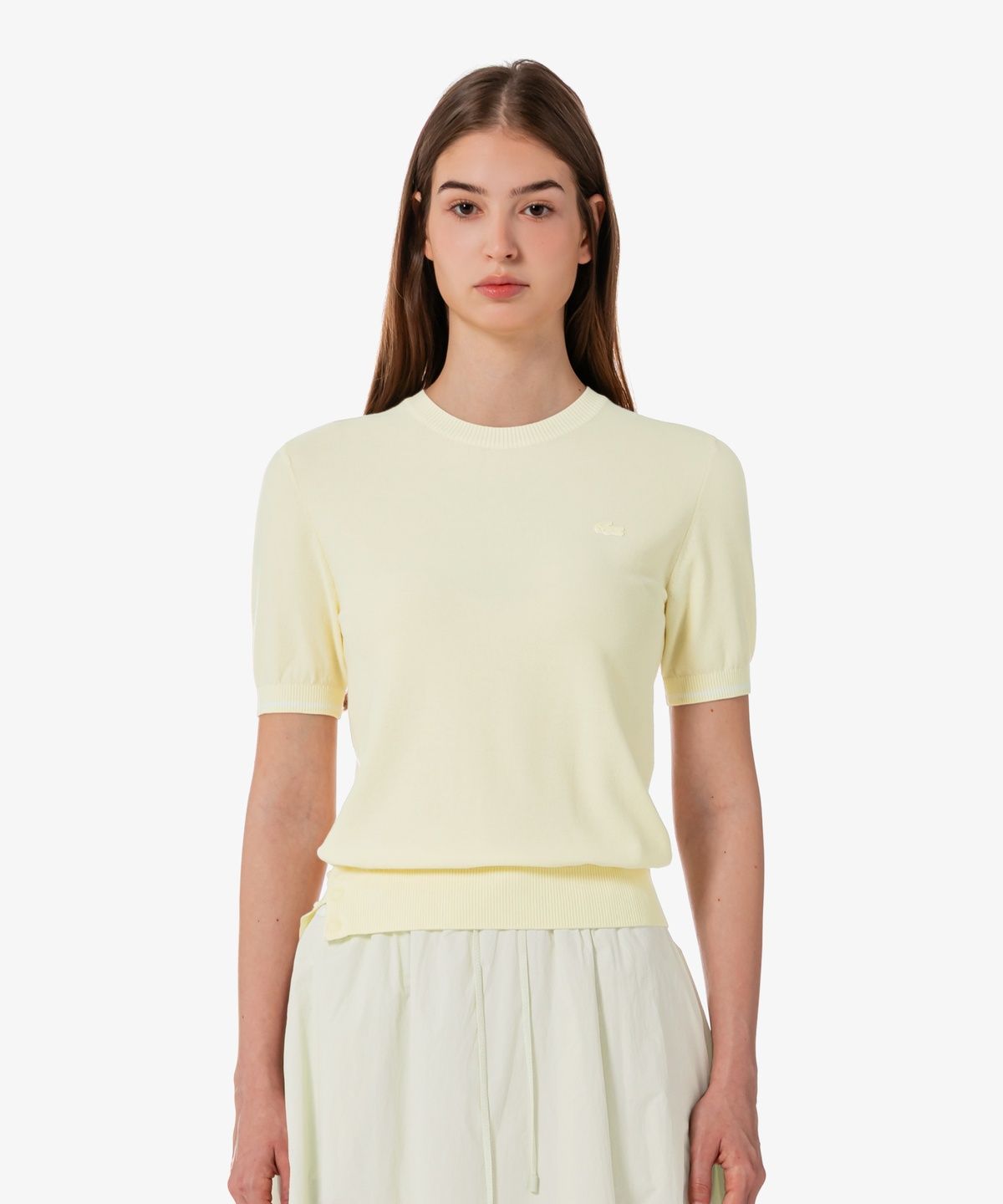 라코스테(LACOSTE) 여성 베이직 반팔 라운드 스웨터 AF335E-56G S7G