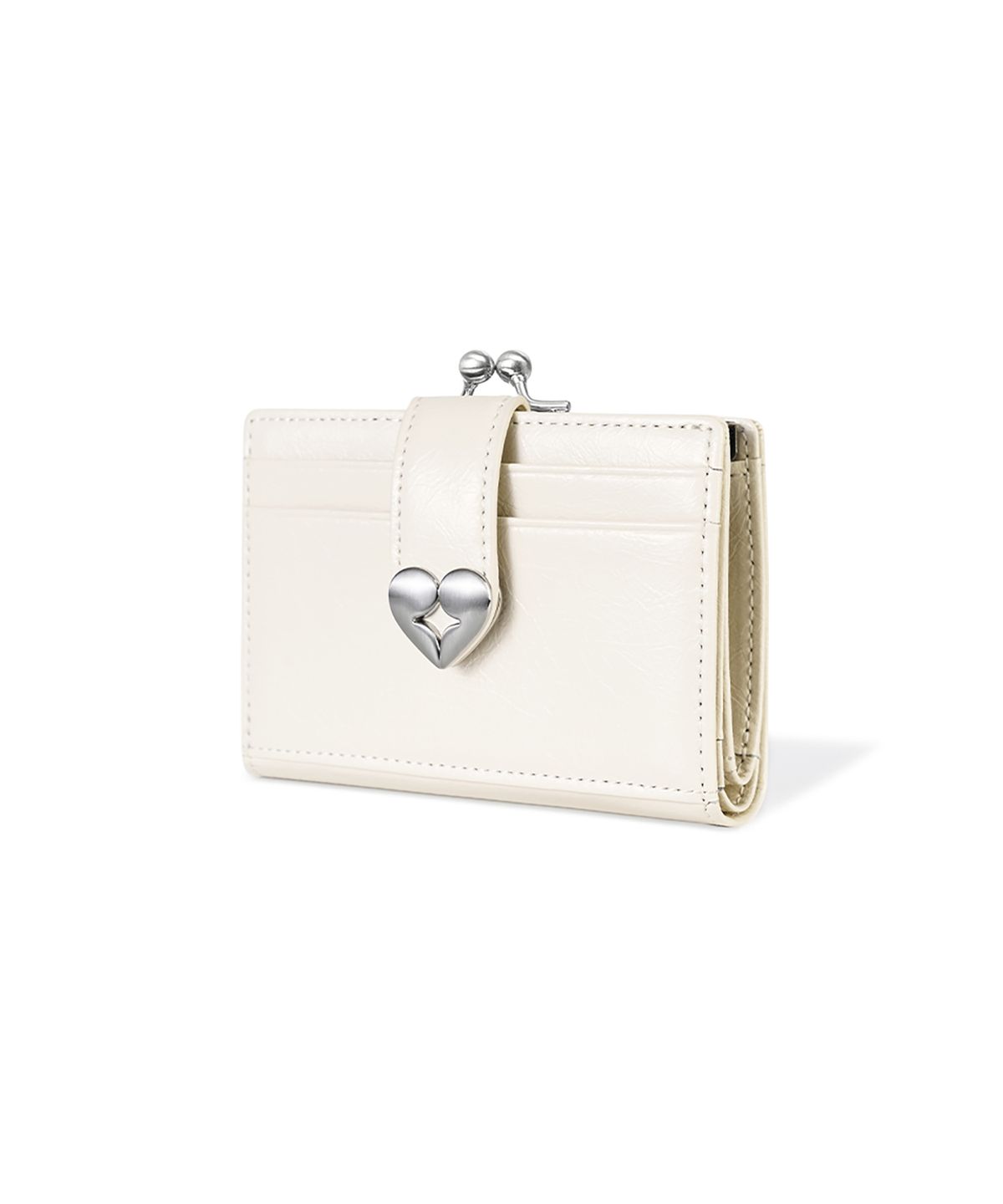 페넥(FENNEC) CRINKLE HEARTY FRAME BRIDGE WALLET - VANILLA