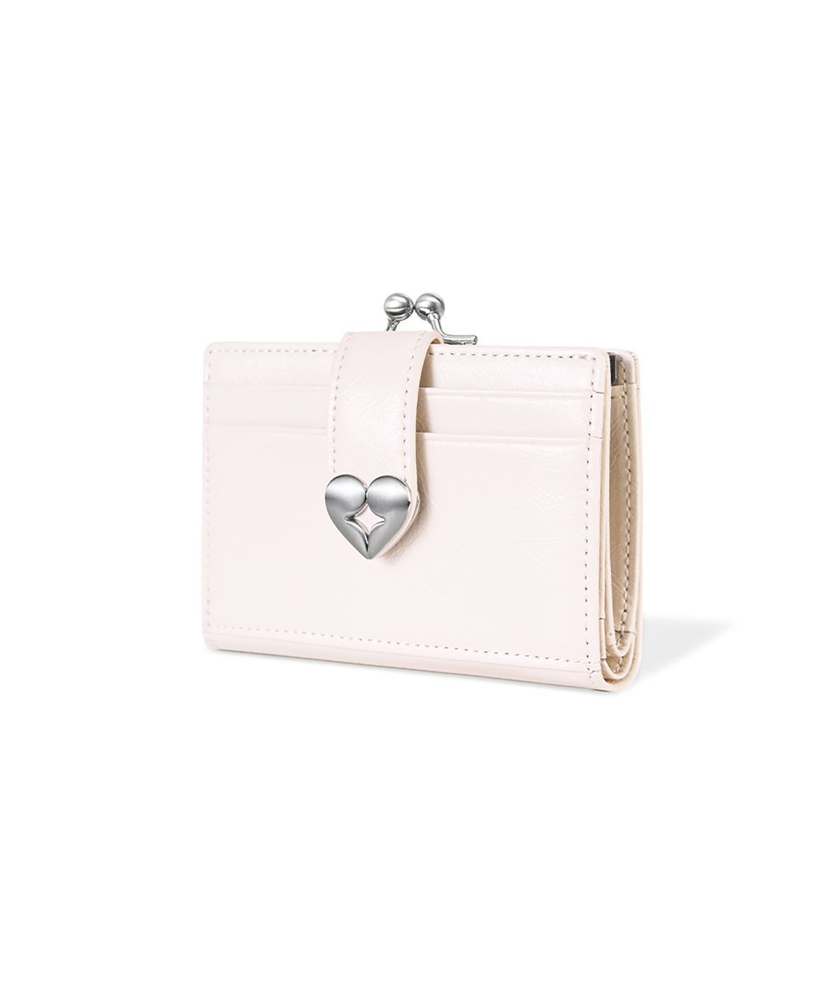 페넥(FENNEC) CRINKLE HEARTY FRAME BRIDGE WALLET - BLOSSOM