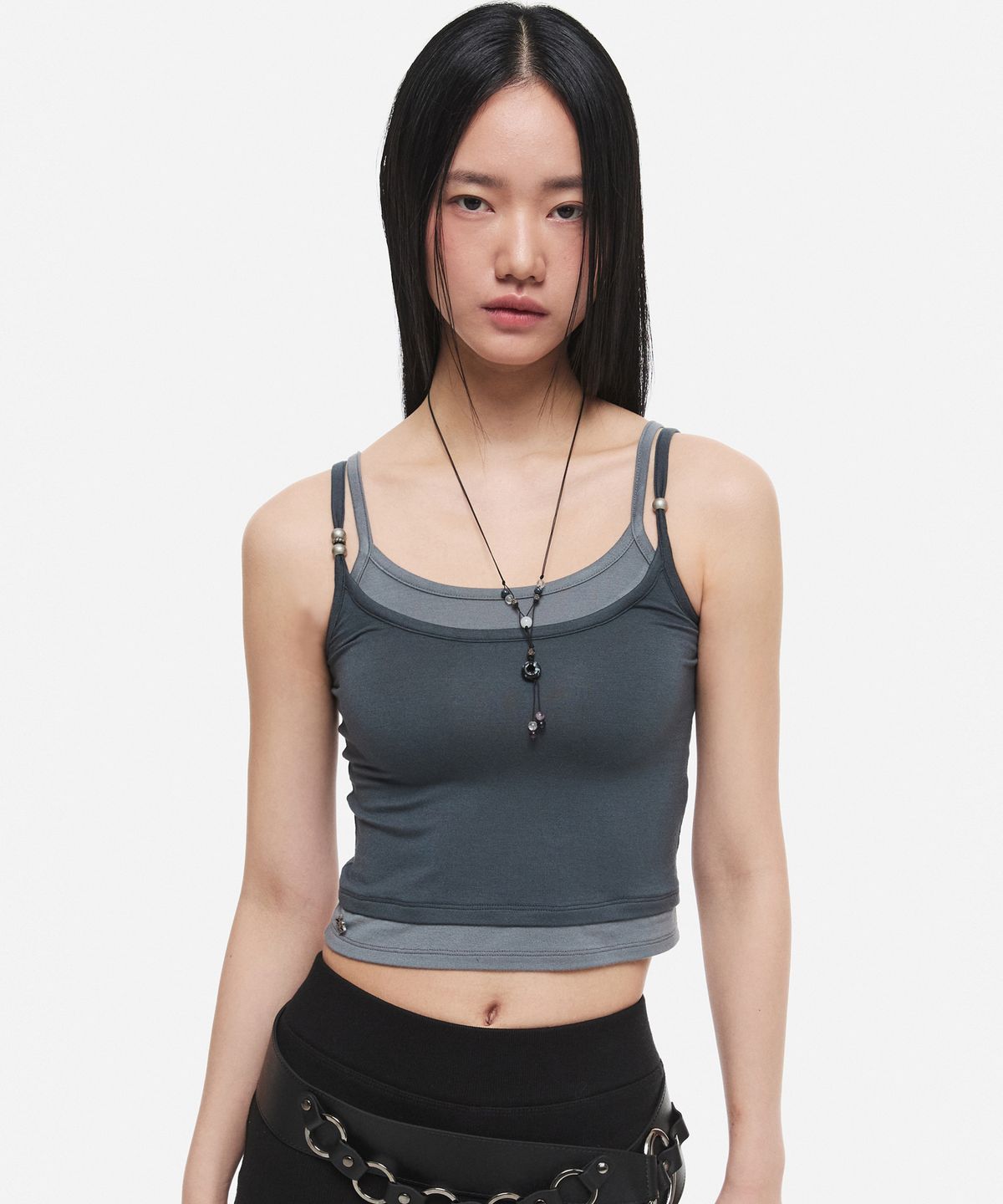 디앤에스알(DNSR) (W) 레이어드 슬리브리스 차콜