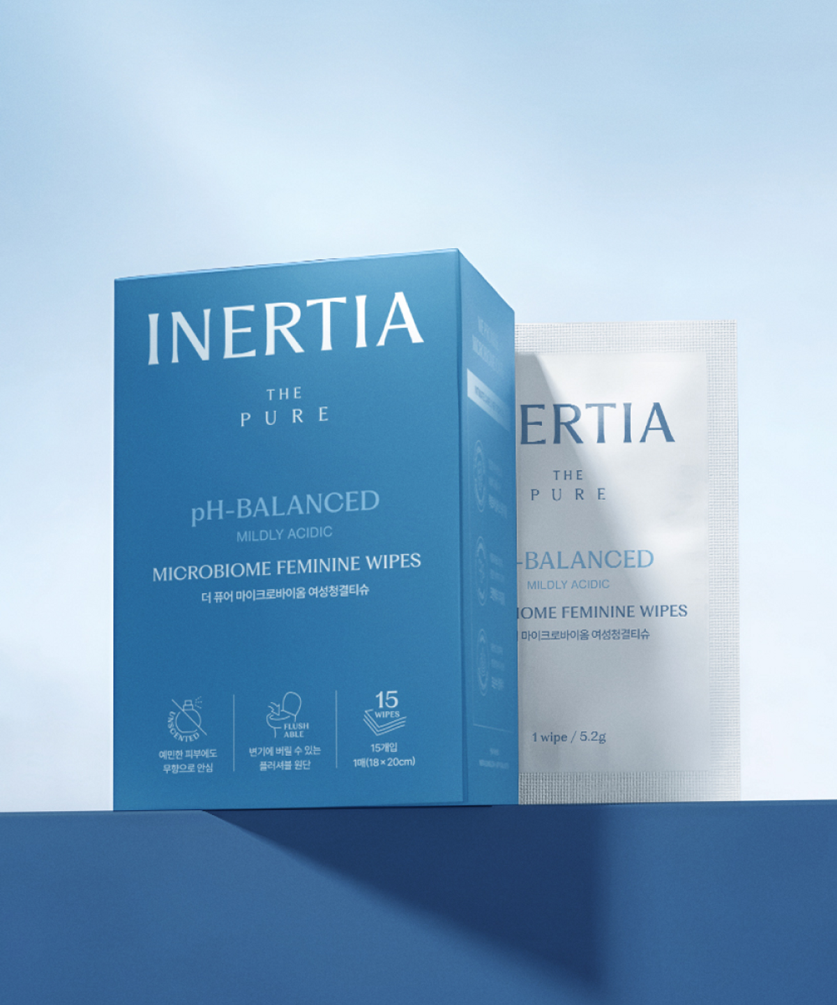 이너시아(INERTIA) 더퓨어 마이크로바이옴 여성청결티슈 15개입
