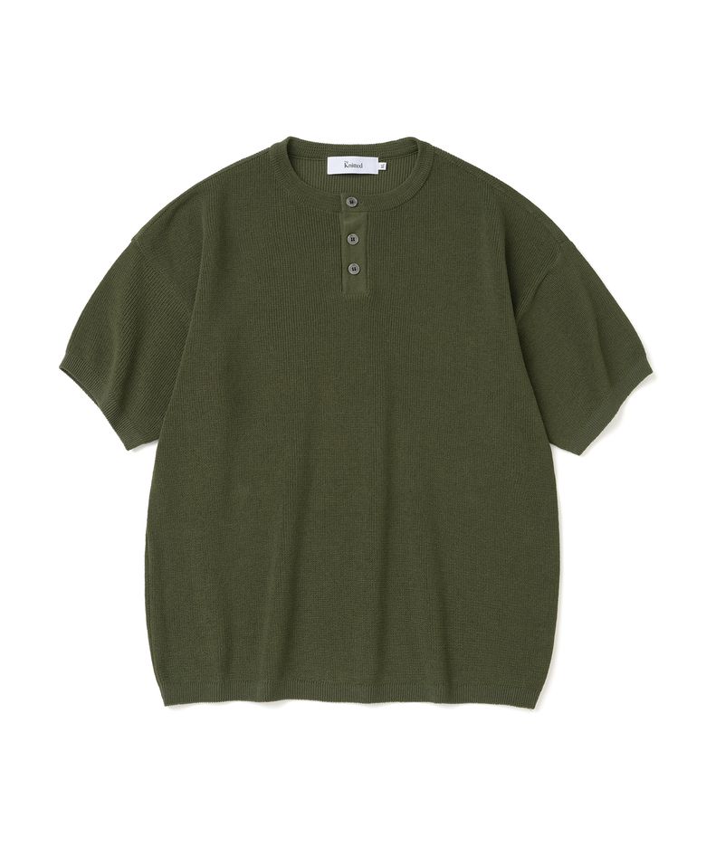 쿨에버 헨리넥 반팔 니트 OLIVE