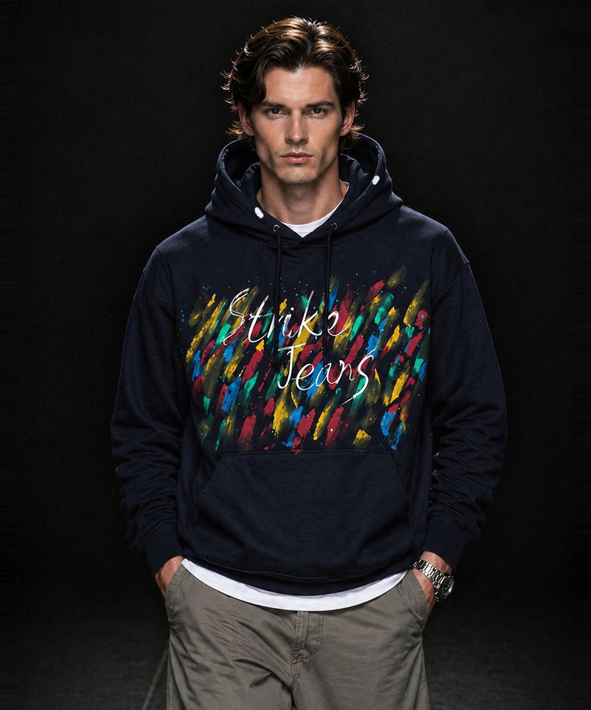 스트라이크(STRIKE) Chromatic Stroke Hoodie (NAVY)