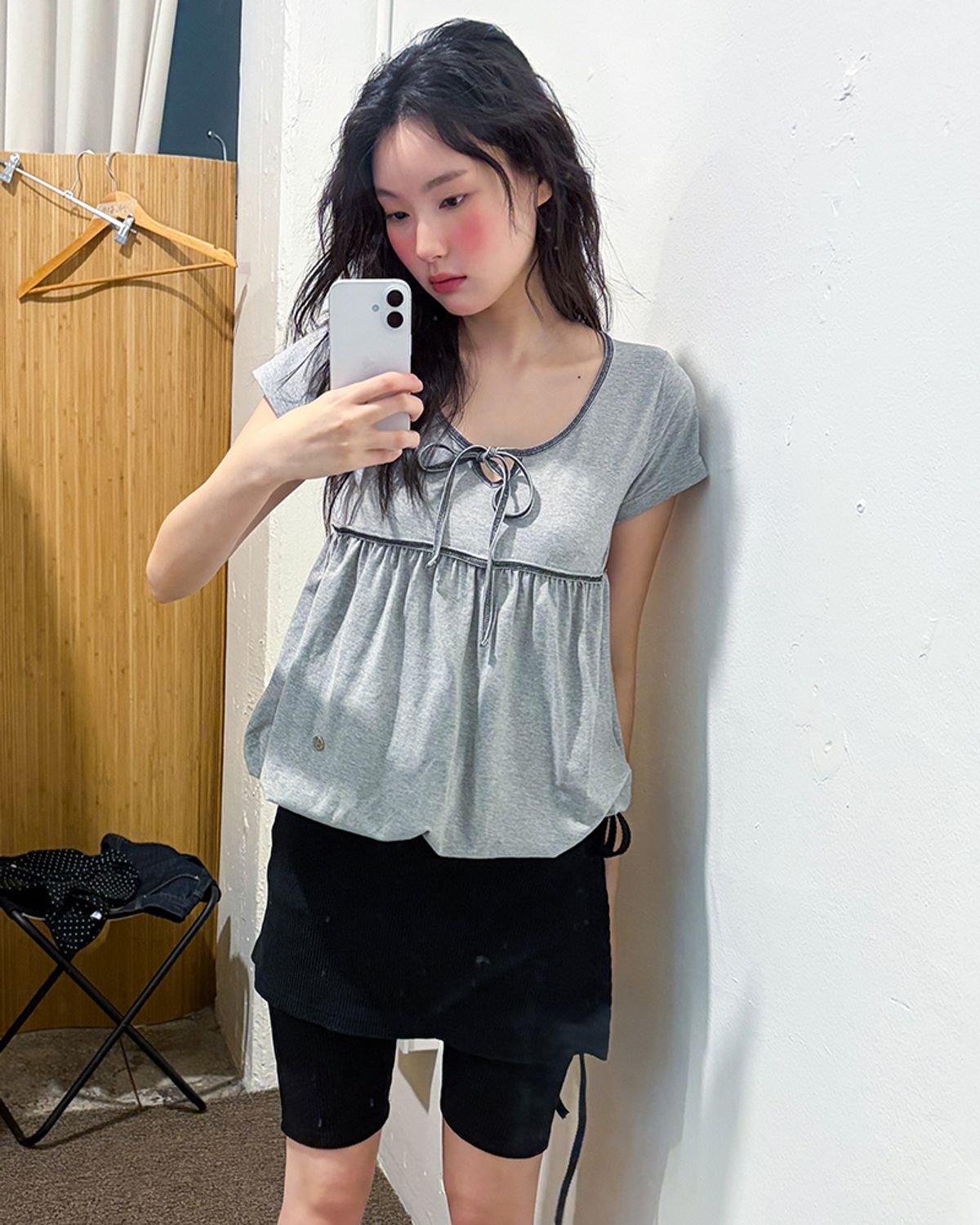 해비즘(HAVISM) LINE BALLOON S/S TEE(GREY)