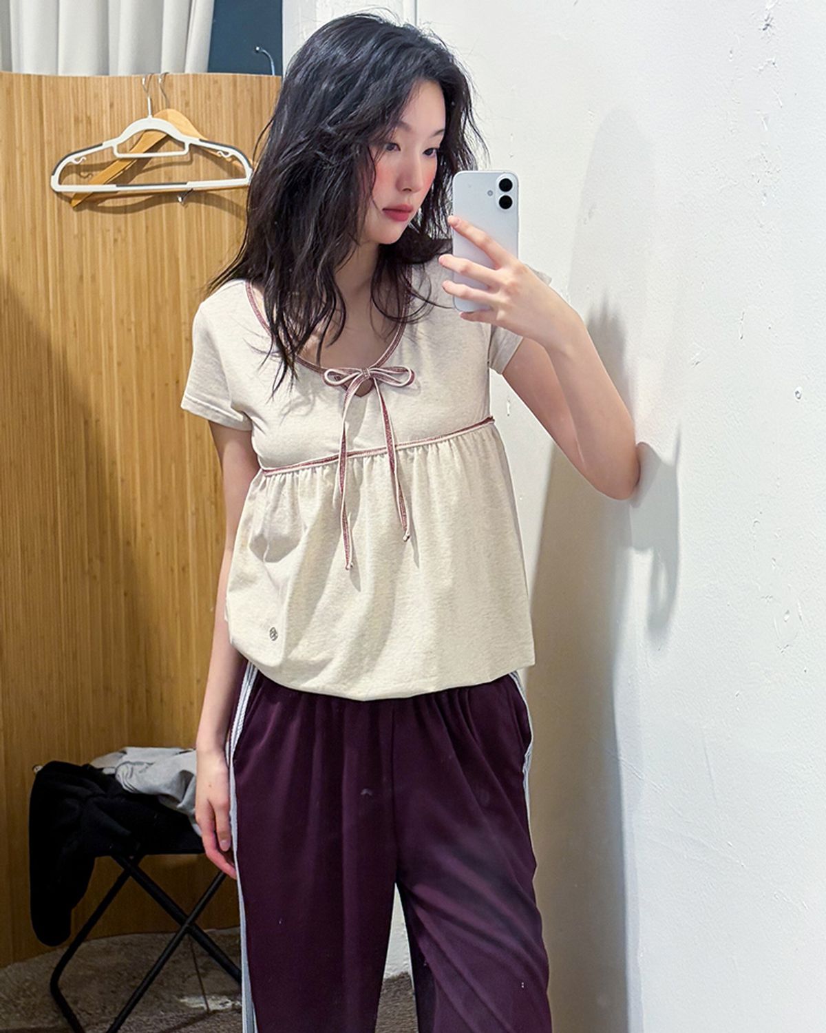 해비즘(HAVISM) LINE BALLOON S/S TEE(OATMEAL)