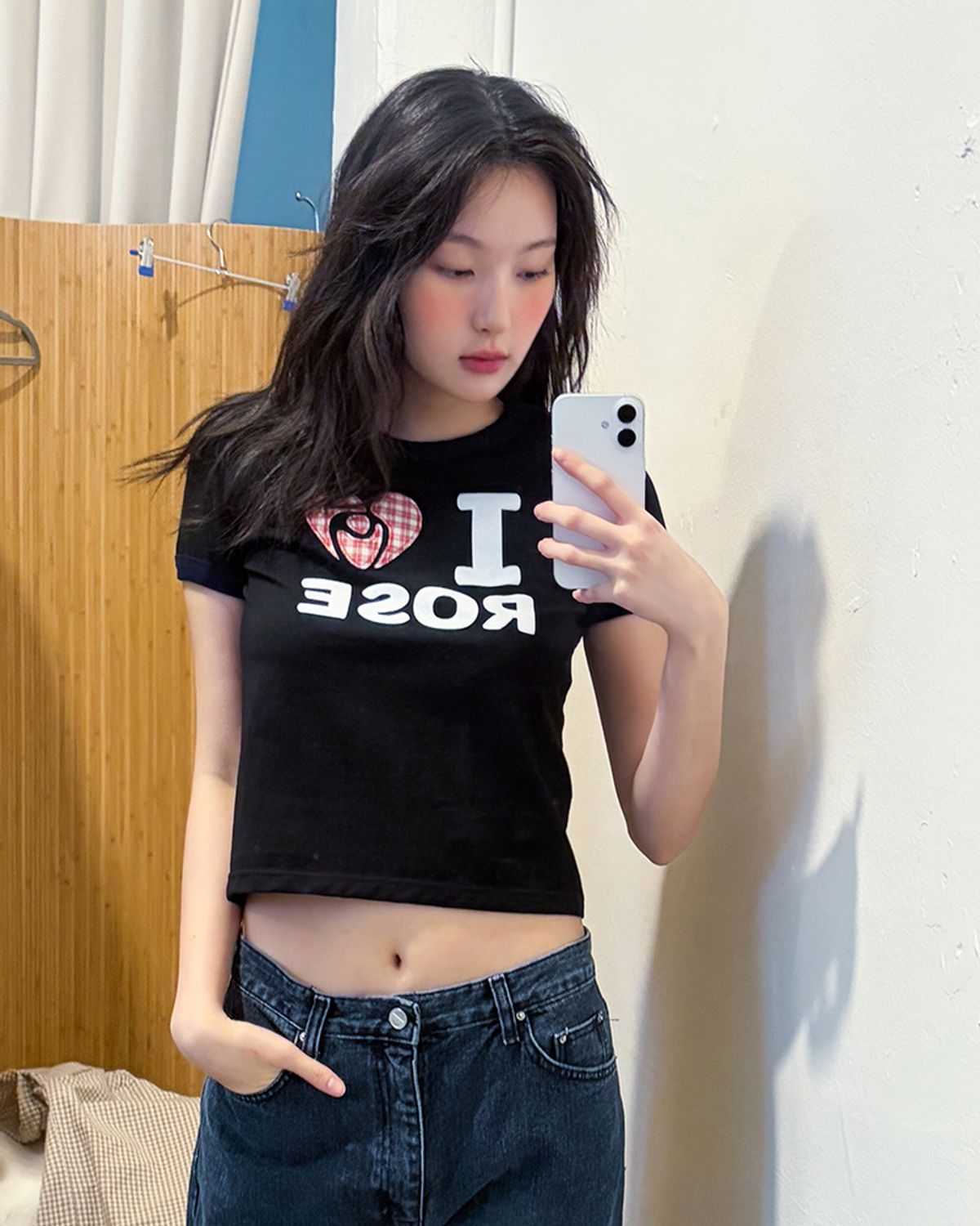 해비즘(HAVISM) I ROSE RINGER S/S TEE(BLACK)