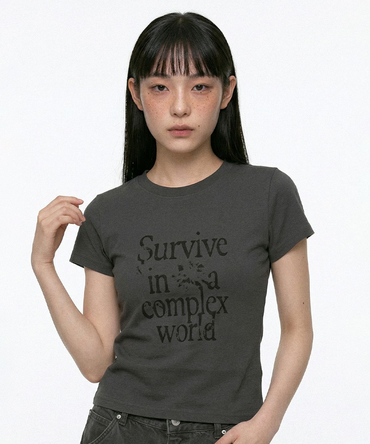 키치어리(KITSCHEERY) Survive T-shirt (Charcoal)