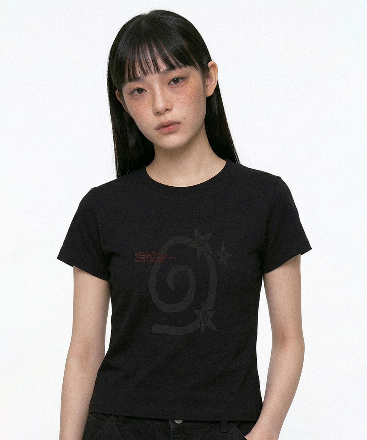 키치어리(KITSCHEERY) Swirl T-shirt (Black)