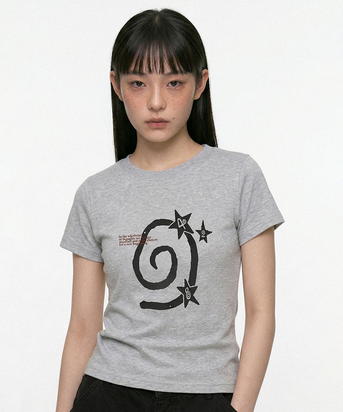 키치어리(KITSCHEERY) Swirl T-shirt (Gray)